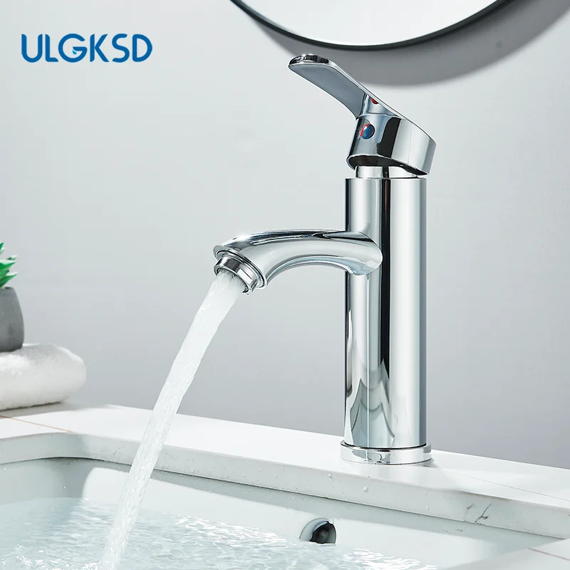 

Хромированный смеситель для раковины в ванной комнате, смеситель для горячей и холодной воды, керамический клапан, установка на палубе с сердечником, централизованный выпускной кран для воды