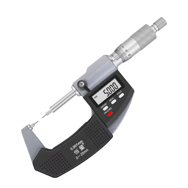 High-Precision Small Digital Micrometer 0-25mm Groove Spline Shaft Outer Diameter Gauge