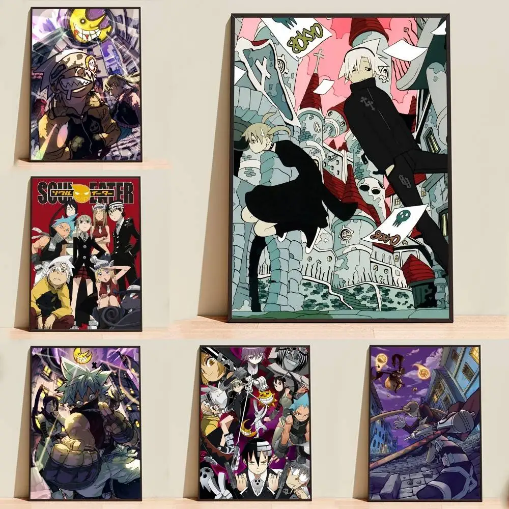MakaSoul Anime S-Soul Eater Poster Self-adhesive Waterproof Paper Sticker Coffee House Bar Room Wall Decor