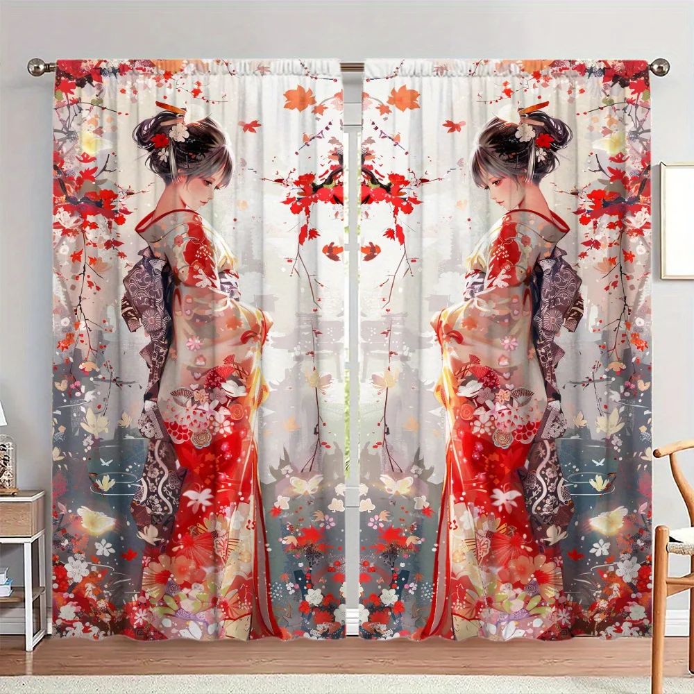 traditional clothing for women Print Drapes Room Darkening Window Curtains for Home Decor,Rod Pocket Blackout Curtains Bedroom