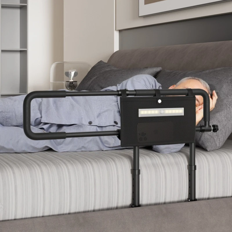 Folding Bed Rail, Adjustable Telescopic Standing Assist Handle, No-Drill Bedside Support for Elderly, Pregnant & Nursing Home