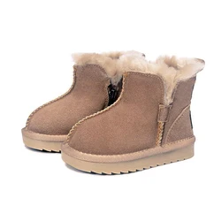 GT-CECD Nieuwe Winter Kinderen Snowboots Echt Leer Meisjes Laarzen Warme Pluche Jongen Schoenen Mode Kinderlaarzen Baby Peuter Schoenen