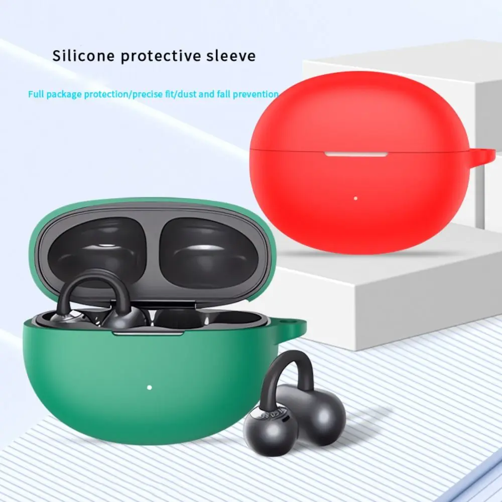 

Anti-fall Earphone Case with Carabiner Dustproof Earbuds Cover Silicone Anti Scratch Charging Box Shell for QCY Crossky C50