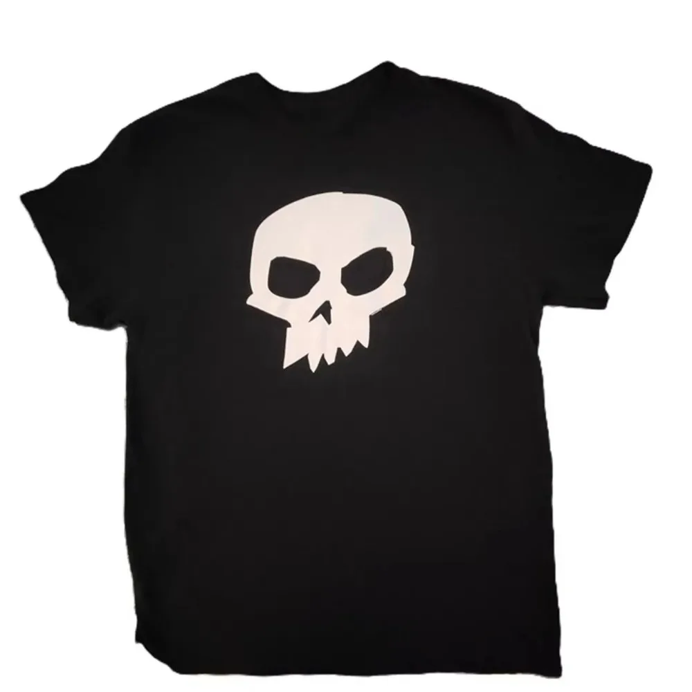 Cartoon Jagged Skull Print Men T Shirt Gothic Streetwear Soft Cotton Oversized Daily Basic Short Sleeve Tee Tops
