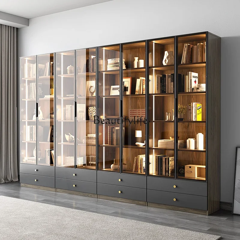 

yj21 Nordic small apartment glass door unique study study cabinet storage bookshelf cabinet