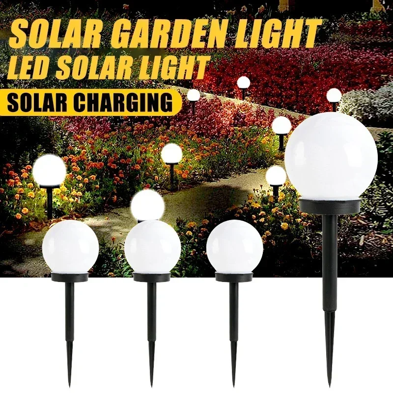 

Solar Garden LED Round Ball Bulb Light Outdoor Waterproof Landscape Villa Lawn Light Ground Plug Light Garden Decorative Lamp