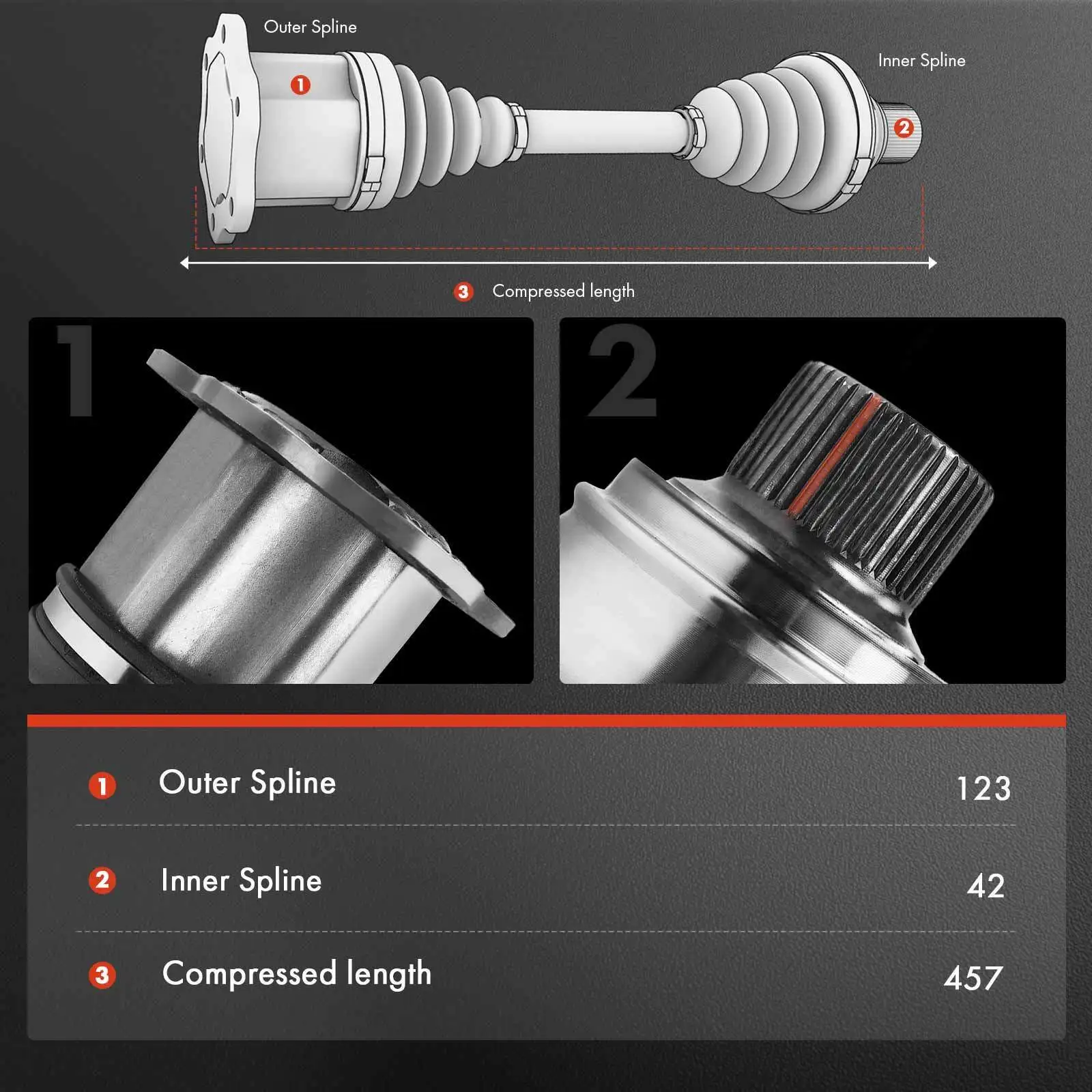 2x Front Left & Right CV Axle Assembly For Porsche Cayenne 11-21 Automatic Trans 95834903800, 95834903801, 95834903802