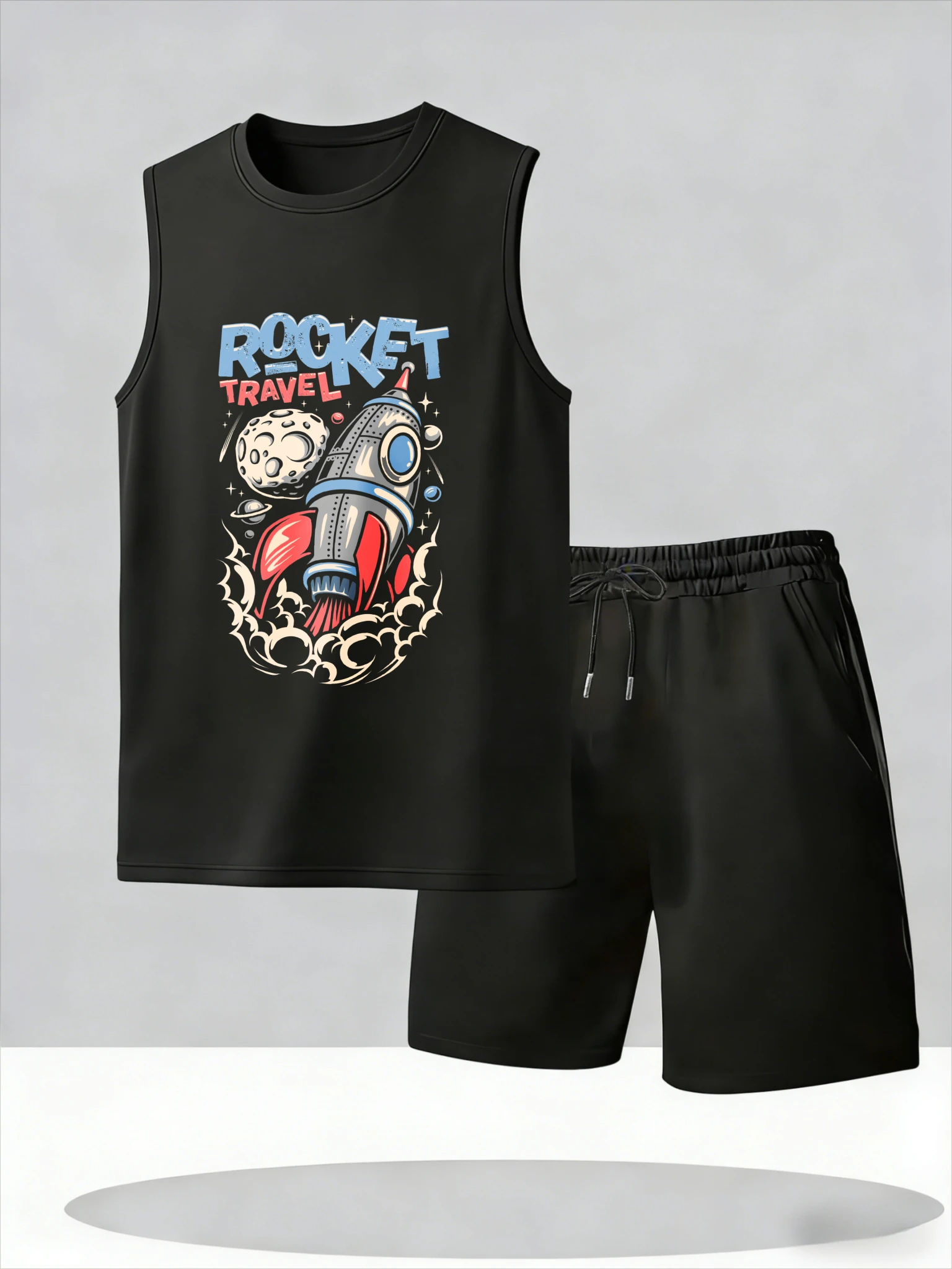 

Men's Tank Top Sets 2026 Summer Thin Quick Dry jogging suit Breathable seaside running beach clothing set crewneck oversize