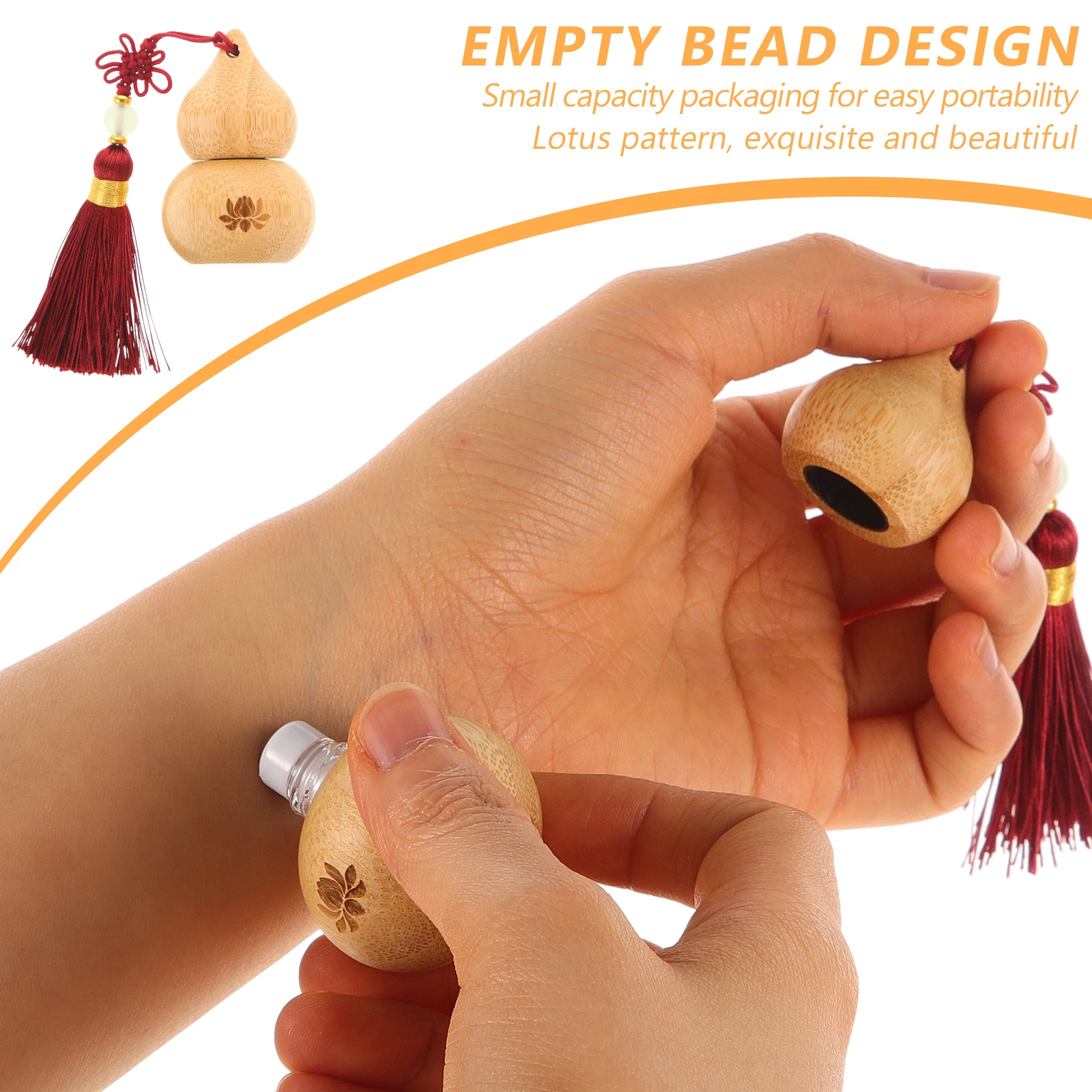 Bamboo Gourd Roller Bottle Essential Oil Glass Container Portable Small Empty Perfume Dispenser For Travel Oil Storage