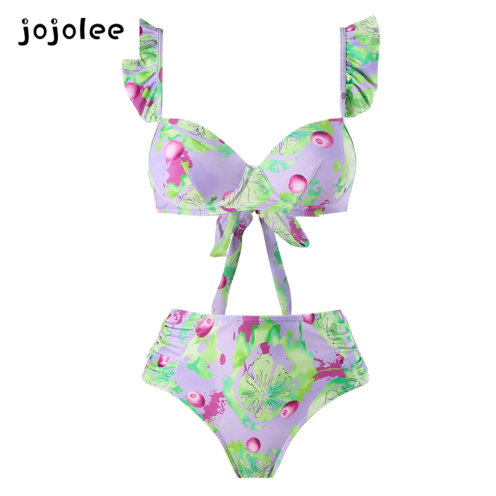 2024 Gathered Split Three-piece Sexy Hot Spring Holiday Swimsuit Set Wholesale Printing Bikini  Swimwear  Swimsuit  Cupshe