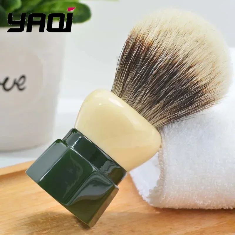 yaqi-24mm-vert-obsidienne-deux-bandes-blaireau-humide-pour-hommes-brosse-de-rasage-hypoallergenique-hommes-voyage-barbe-soin-outil-de-toilettage