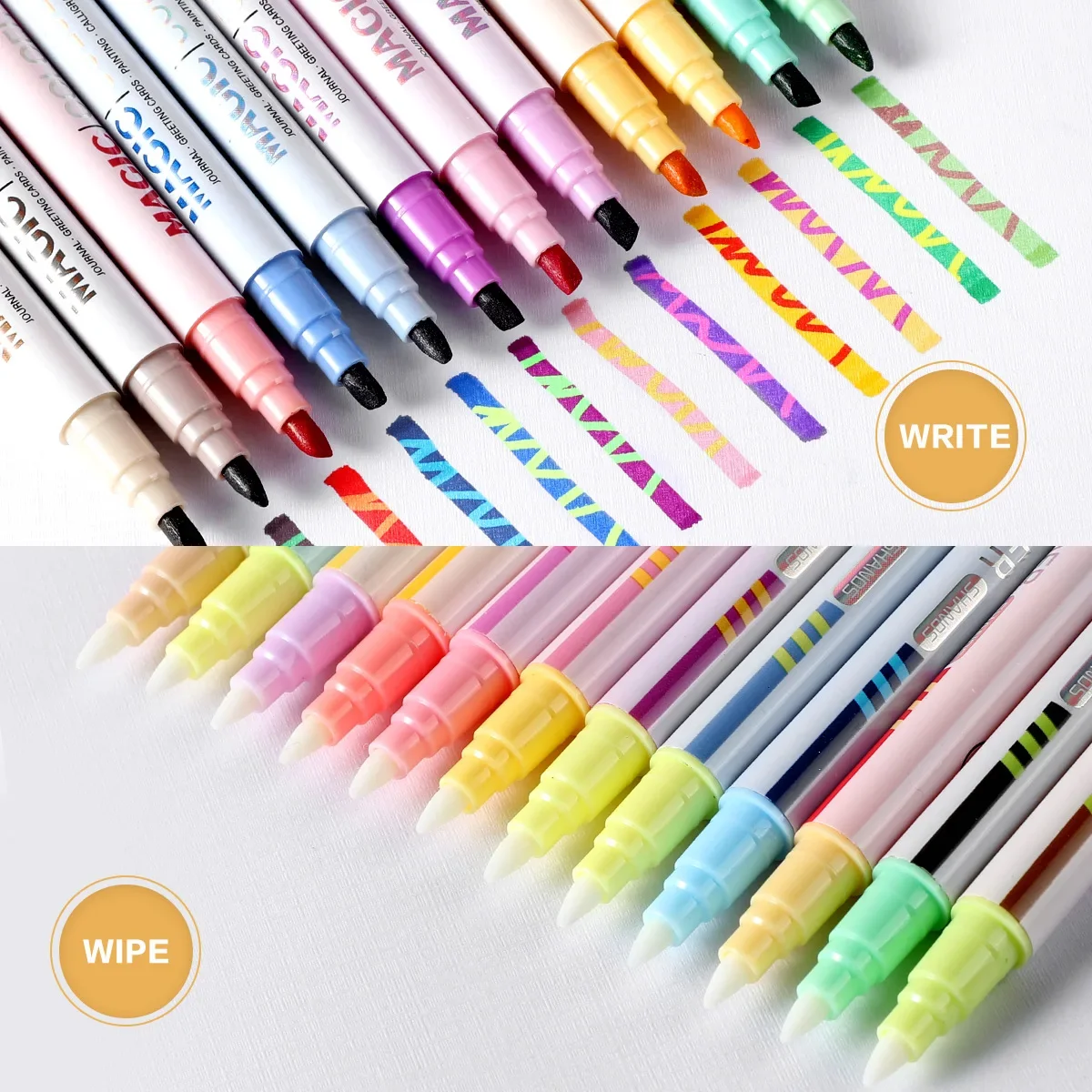 12pcs Double-ended Magic Color Changing Highlighter Pen Set, Student Diary Scrapbook Painting DIY Making, Classroom and Office S