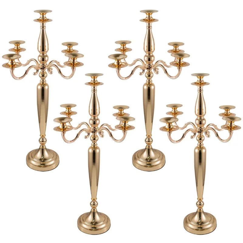 Classical American Style Gold Vintage Romantic Wedding Metal Candle Holders 3/5 Heads Table Decoration Home Christmas Gift