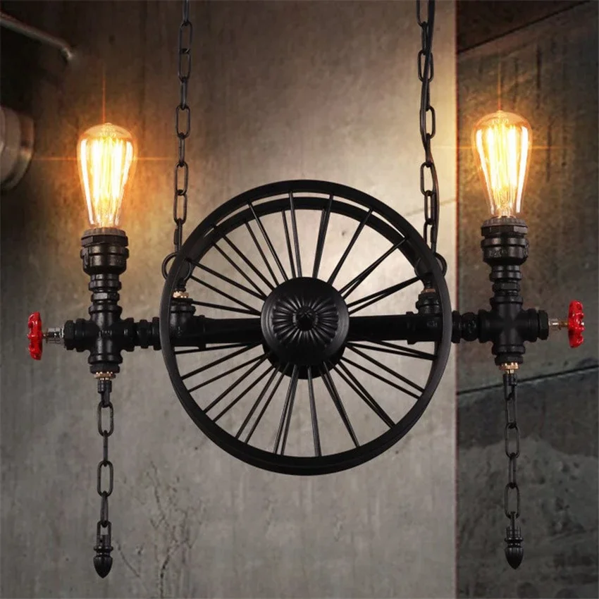 

Loft vintage Creative Pendant Lights Personality Retro Restaurant/Bar Lamps American Industrial Wheel Pendant lamp 1 head