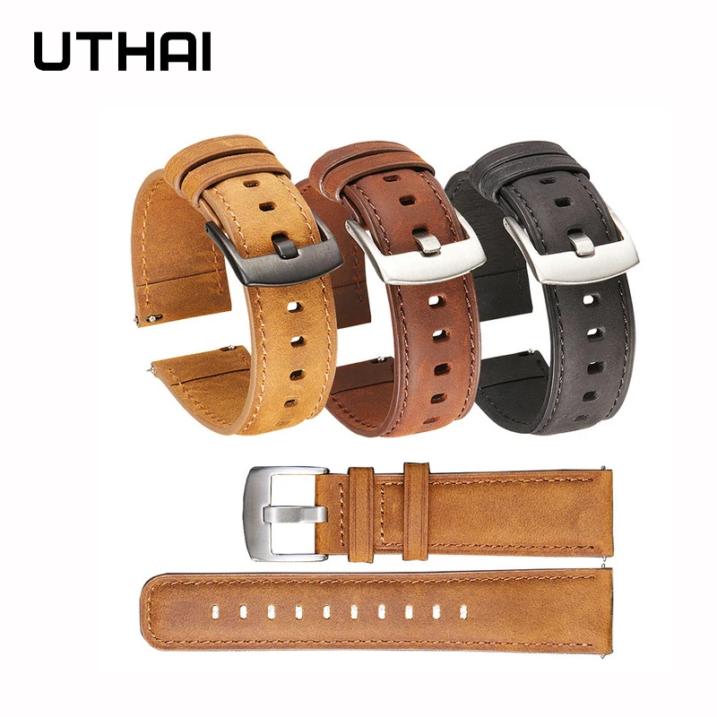 UTHAI Z85 Geniune Calf Leather WatchbandsSmart quick release 20mm 22mm Watch Strap For Samsung Watch Strap For Huawei Watch