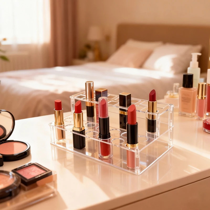 Perfume, Doll Statue, Cosmetics Transparent Acrylic Desktop Storage Rack, Lipstick, Makeup Tools Ladder Display Rack With Holes