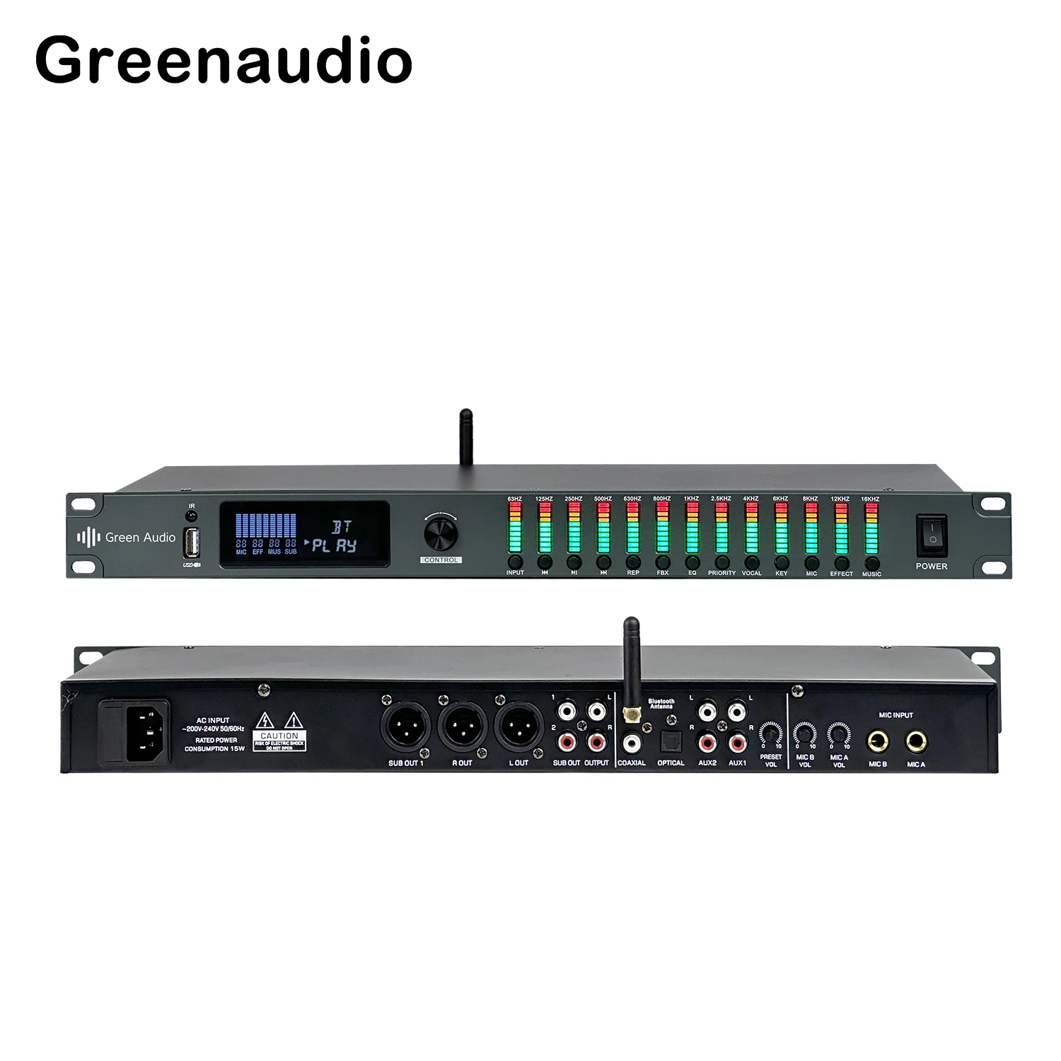 GAX-KM980 Profesjonalny cyfrowy procesor Reverb i Multi Effect DSP Procesor audio Korektor Wydajność sceniczna Anti-Howling