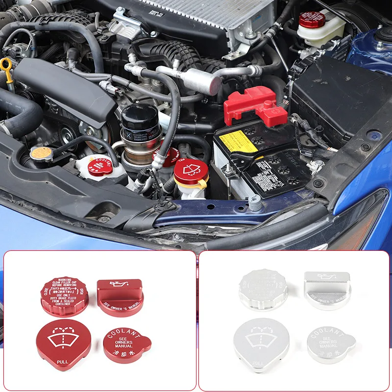 For Subaru WRX 2021 2022 2023 Aluminum Silver/Red Car engine room oil cap Fluid Reservoir Water Tank Cover Car Accessories