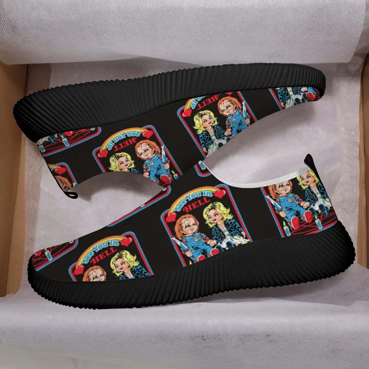 

Couple's Running Shoes Cartoon Irregular Patterns and Floral Prints Fashionable Versatile Summer Lace-up Casual Sports Shoes