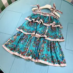 New High-end Summer Skirt Bohemian Style Suspender Beach Dress for Girls Comfortable Sleeveless Frock Children's Birthday Gift