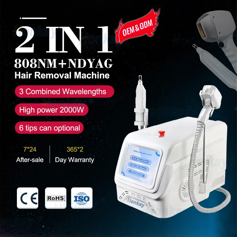 2 In 1 Q Switch Nd Yag Picoseconds Remove Pigments 755 1064 Pico Laser Tattoo Removal 808 Diode Laser Hair Removal Machine