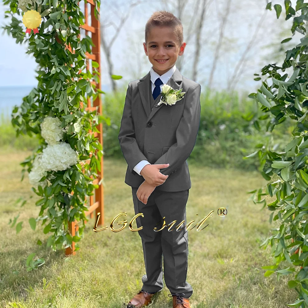 Traje de boda para niños de 3 piezas, esmoquin personalizado (blazer + chaleco + Pantalones), adecuado para niños de 2 a 16 años