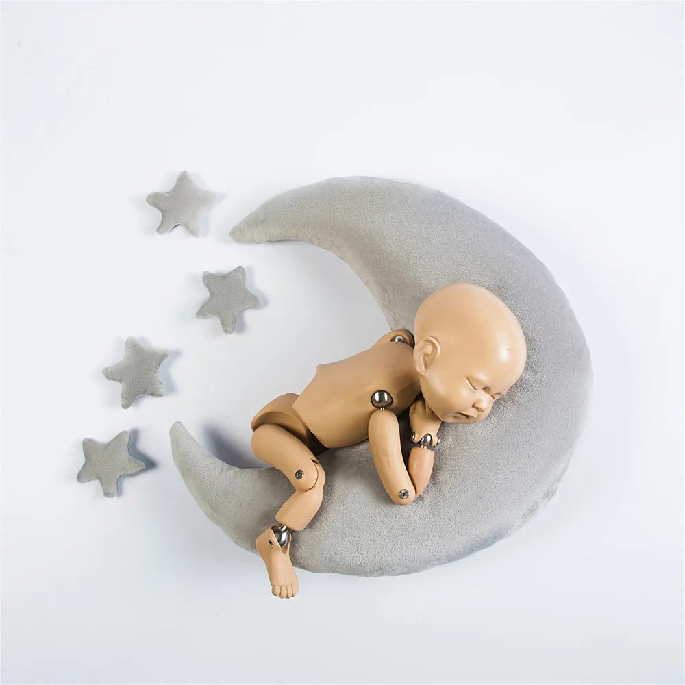 Shining Baby Photography Accessories Moon Pillow Stars Infant Shooting Props Posing Props Soft Auxiliary Pillow