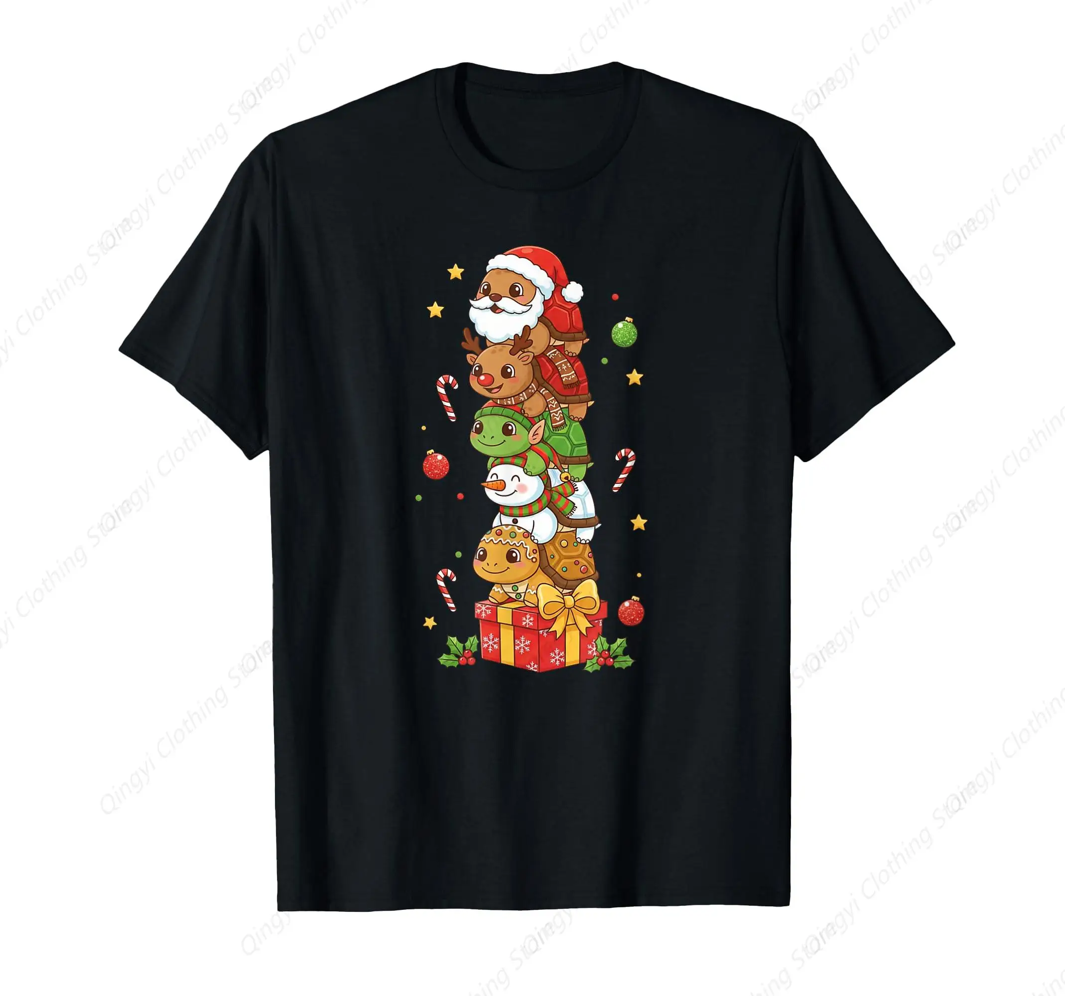 

Funny Turtle Santa Elf Snowman Christmas Womens Mens T-Shirt