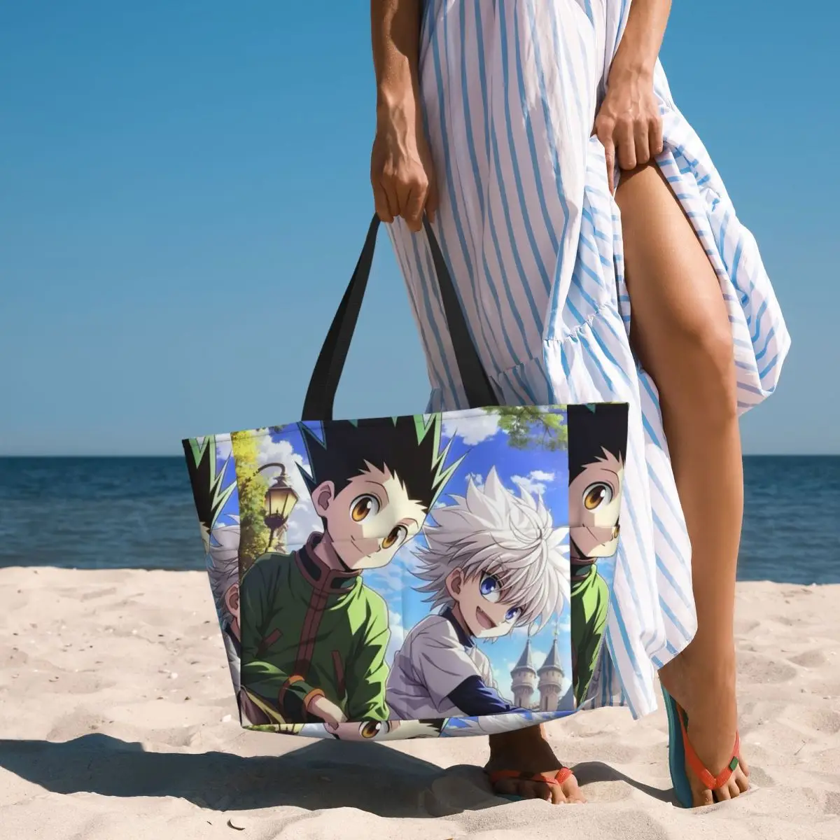 

Cartoon Anime Hunter X Hunter Beach Tote Bag Sport Gym Yoga Duffle Large Tote Bag Women Travel Bag Fitness bag