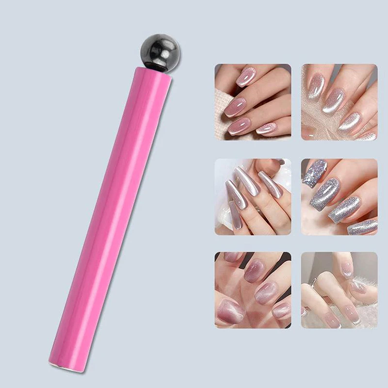 ปากกาแม่เหล็กทำเล็บสองหัว + ลูกเหล็กแม่เหล็กตาแมว แบบถอดได้ ทรงกระบอก สำหรับทำเล็บเจลยูวีแบบฝรั่งเศส 3 มิติ อุปกรณ์ตกแต่งเล็บ