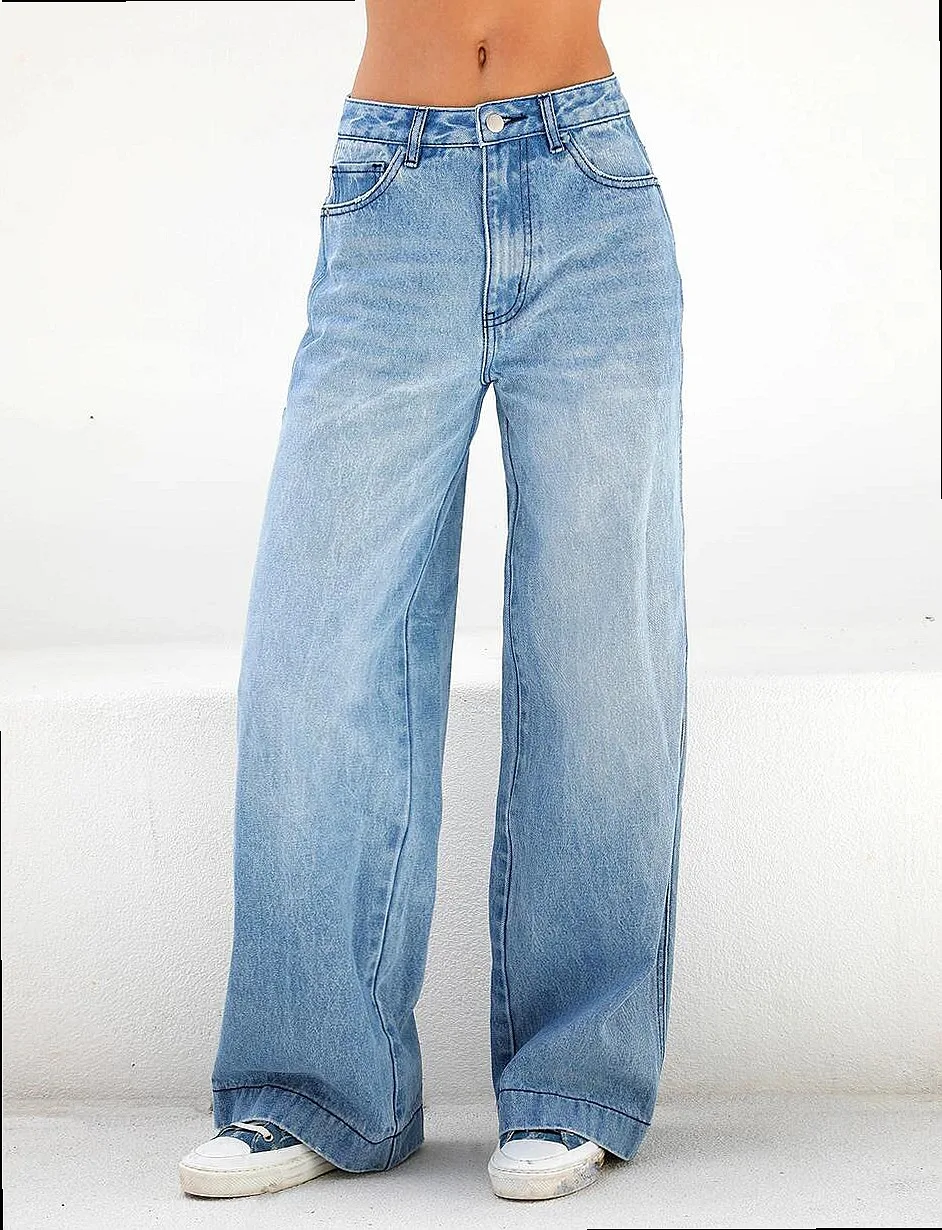 High Waist Wide Leg Jeans for Women, Loose Denim Pants, Spring Summer Casual Jumpsuit Playsuit Overall