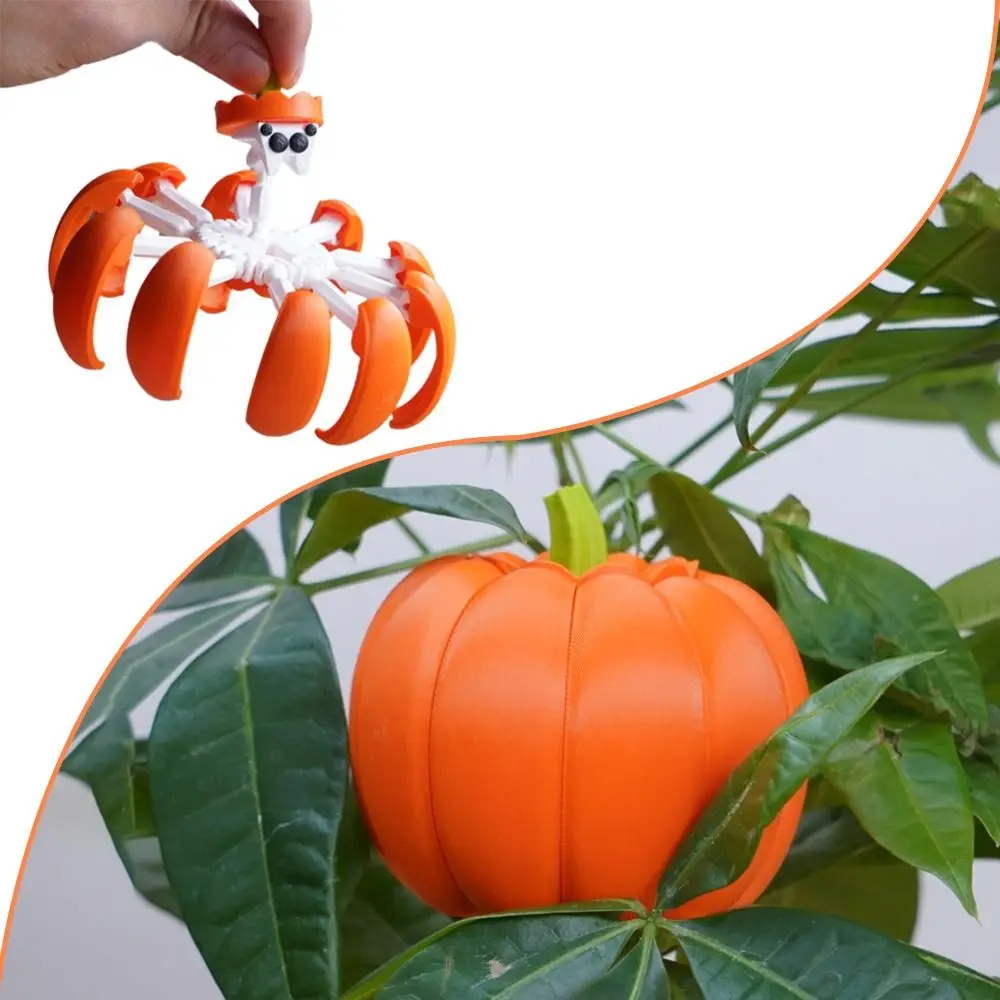 

Pumpkin Spider Bot 3D Printed Pumpkin Transformable Multi-Jointed Movable Pumpkin Figurines Turns Into Spider