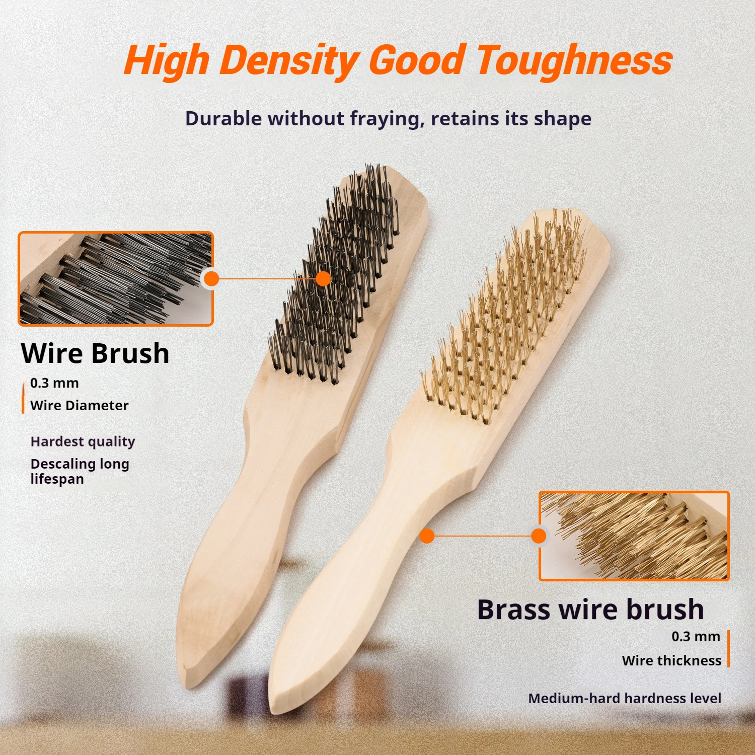 Stainless Steel Wire Brush Wooden Handle Metal Surface Cleaning Brush Welding Slag Dirt Paint Rust Removal Scratch Brush
