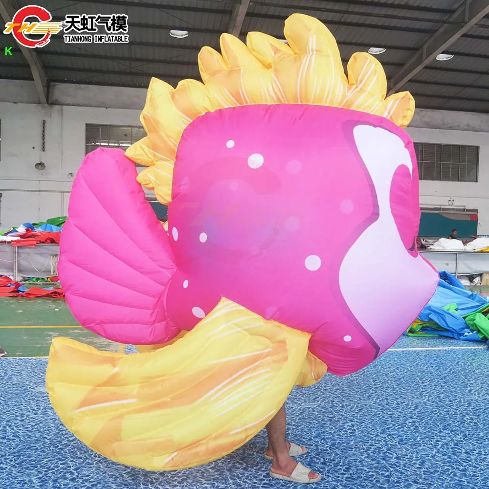 Human Walking Cartoon New Pink Inflatable Fish Tropical Fish Large Outdoor Inflatable Recreations Inflatable Toy