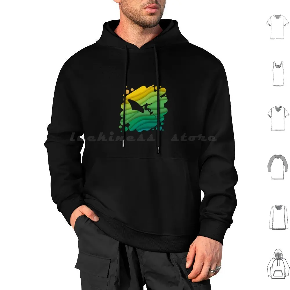 Double Exposure Wingfoiling Surfing Surfer Gift Hoodies Long Sleeve Wing Foiling Wing Foiling Board Kite Wing Foiling