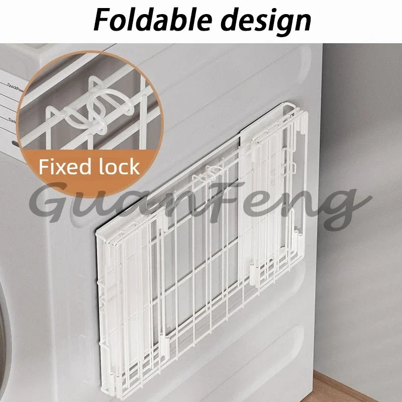 Folding Carbon Steel Magnetic Hanging Basket, Refrigerator Side Storage Organizer for Kitchen Seasoning & Laundry Clothes