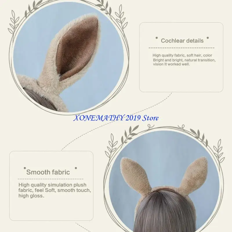 

F42F обруч для волос с ушками оленя, повязка на голову с конскими ушками, повязка на голову в стиле Лолиты, пушистые повязки на