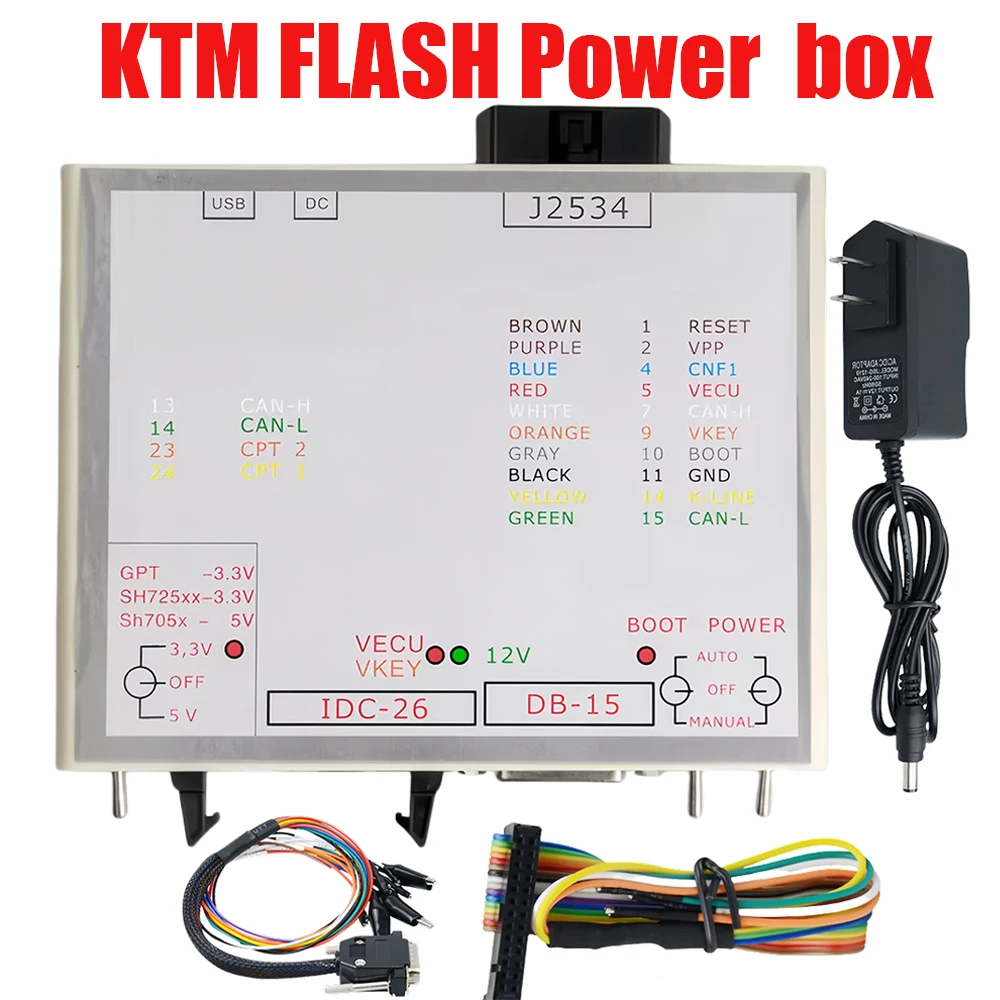 

KTM FLASH JTAG Power Box ECU-Soft Programmer Via J2534 Works 3 Modes Green LED Openport 2.0 Multi-Purpose ECU Tool