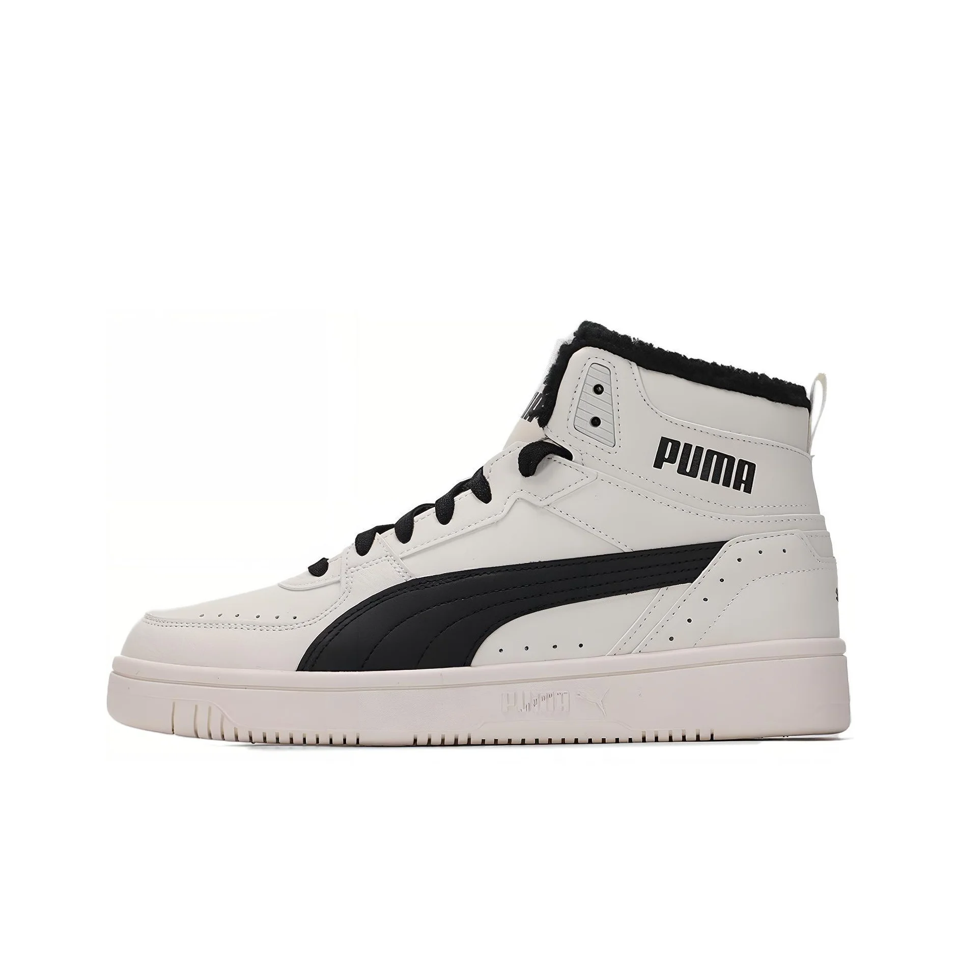 PUMA Rebound Joy Skateboard Shoes Unisex High Top Ecru Black 375576-09