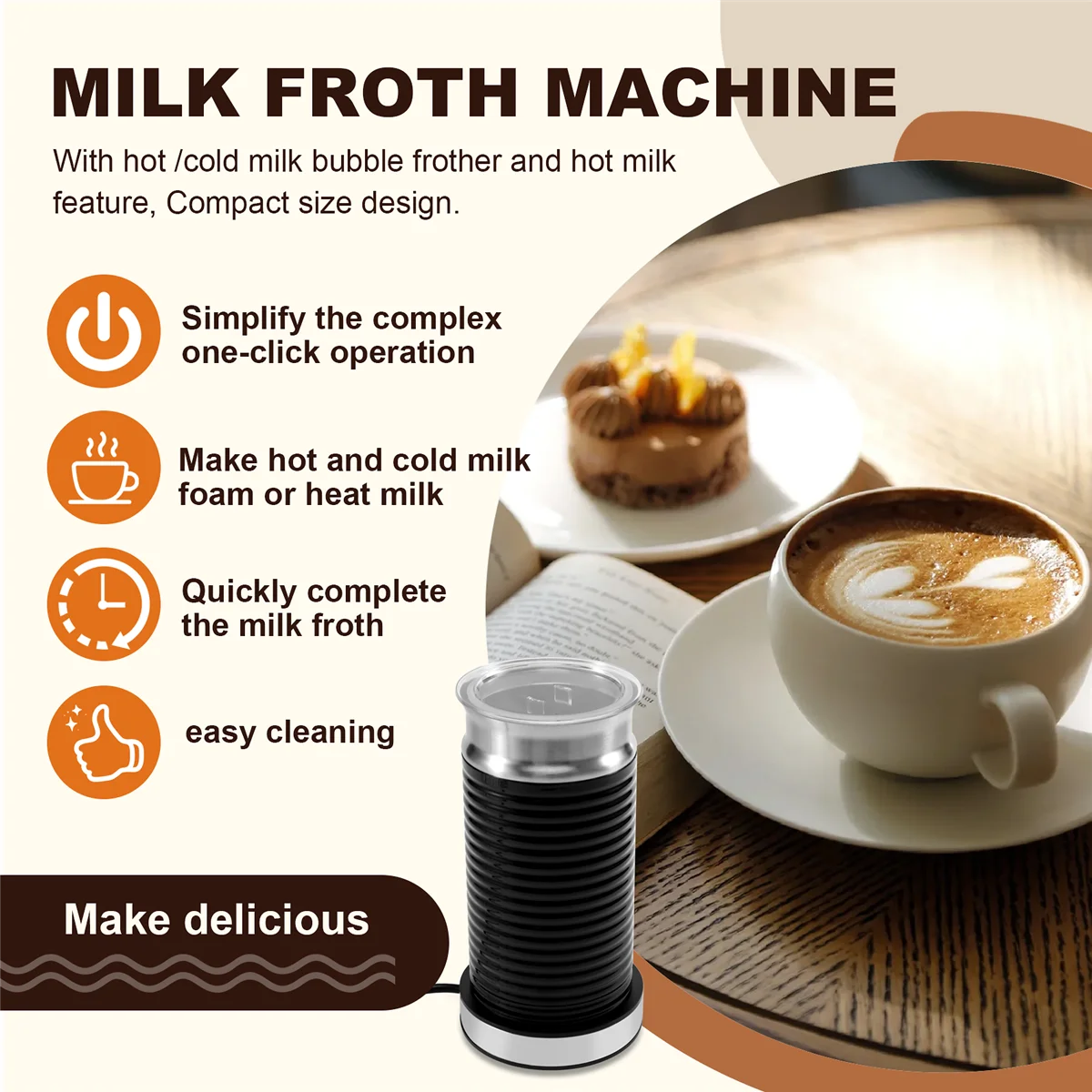 

A69TNew Automatic Hot and Cold Milk Froth Machine Home Cappuccino Coffee Maker Companion Milk Frother, EU Plug