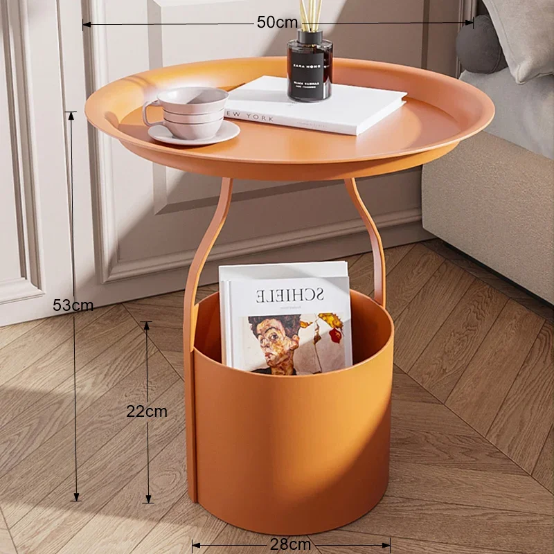 Bedroom Bedside Table Nordic Style Iron Art Small Table Bedside Light Luxury Small Coffee Table Sofa Corner Mesas Storage Bucket