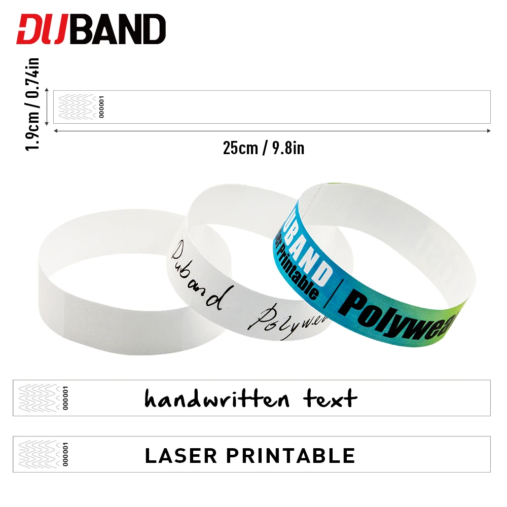 Disposable printable poly weave paper wristband can do full color printing with laser printer waterproof tear-resistant