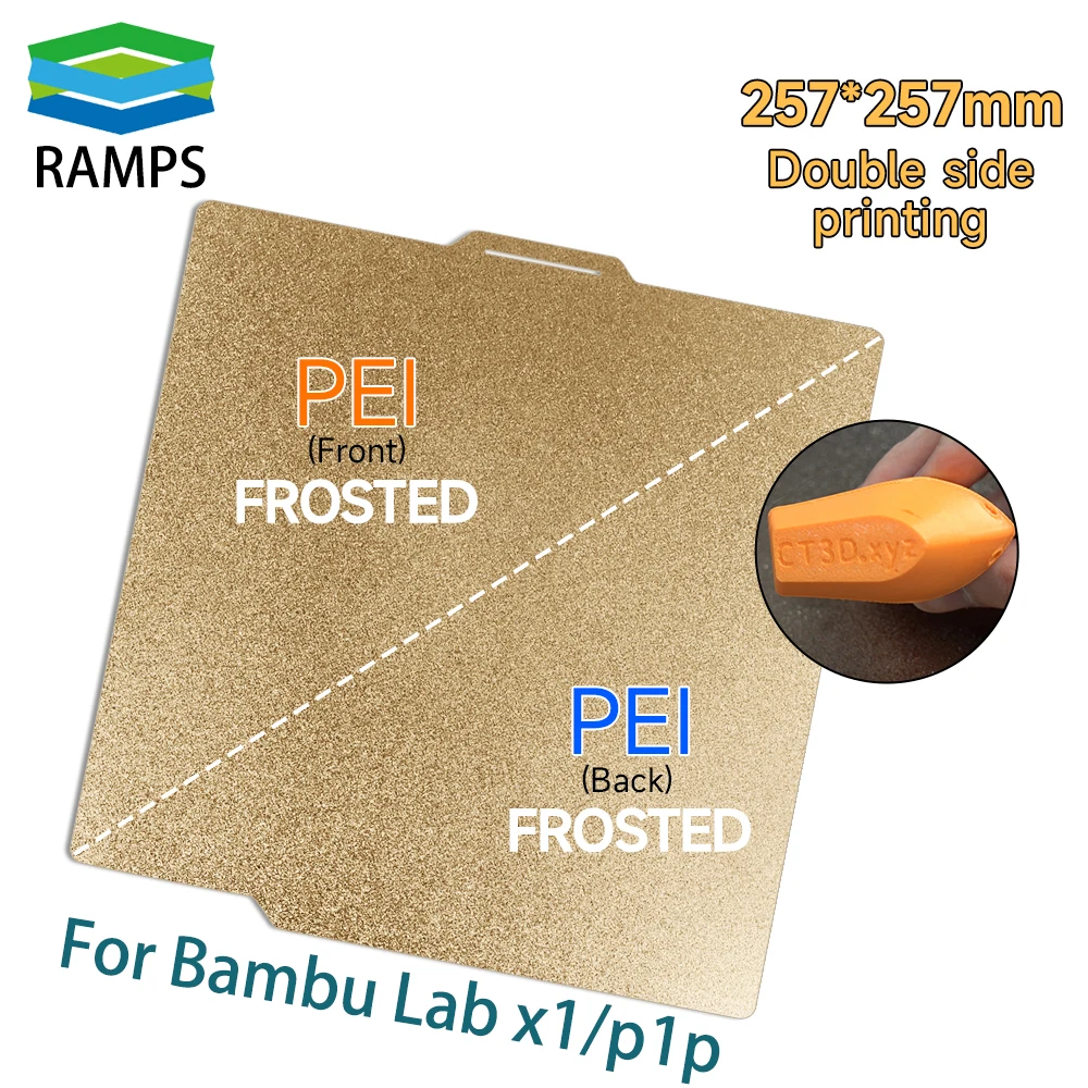 Ramps PEI Built Plate 257*257 Double Side PEI Spring Steel Heat Bed For Bambu Lab X1 X1C X1-Carbon Combo labxp1p