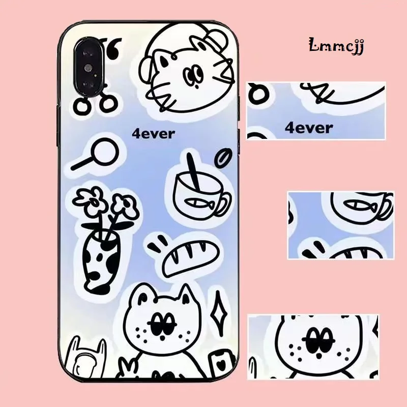 Lmmcjj Drawn Cats Phone Case For Samsung Galaxy S21 FE S22 S23 Plus A13 A23 A32 A53 5G A72 A14 A54 Note 20 Silicone iPhone Cover