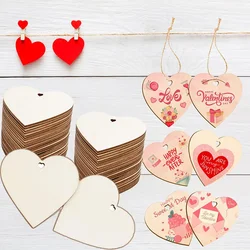 10/20Pcs Natural Unfinished Wooden Heart Shape Ornaments Love Heart Wood Slices DIY Wooden Circle Disc for Christmas Decor 80mm