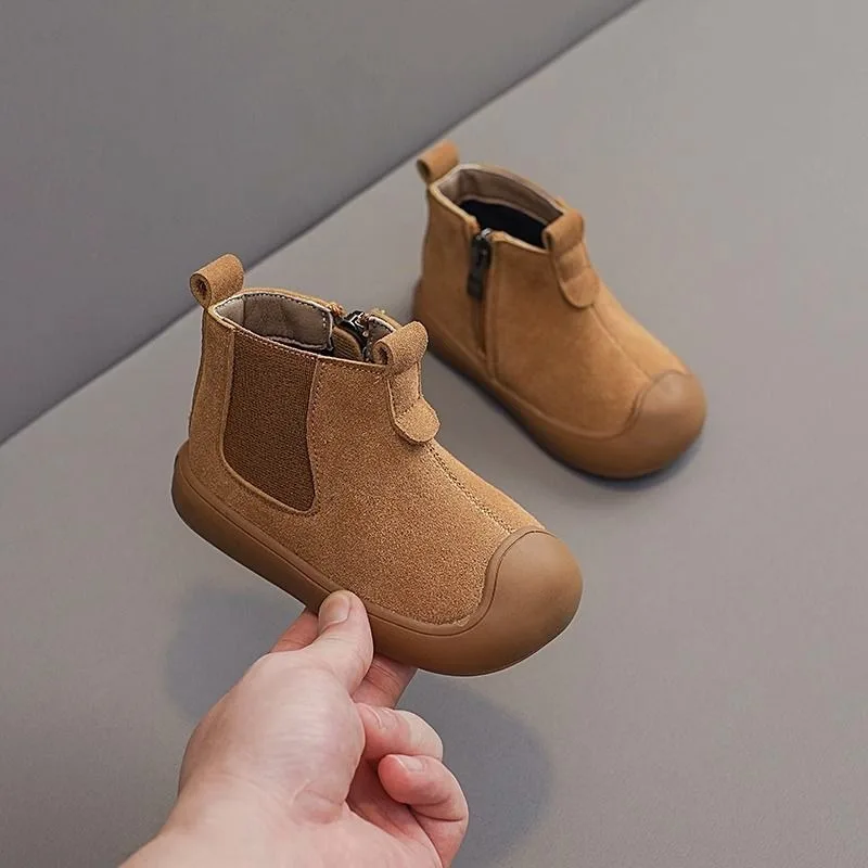 

Baby Kids Fashion Leather Boots for Boys Girls Soft Sole Anti Slip Durable Fall Winter 2026 Children's Shoes