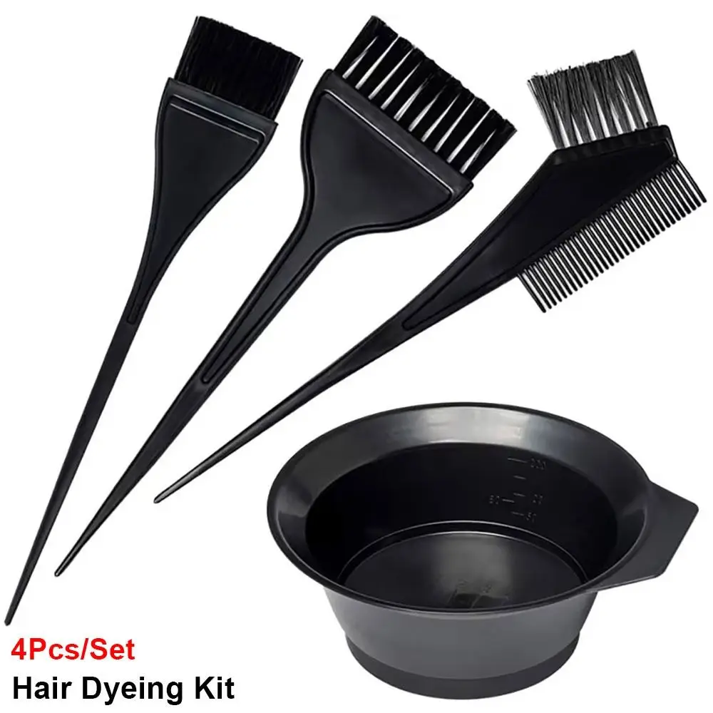 Juego de 4 piezas de tazas para teñir el cabello, kit de teñido DIY, cepillo para mezclar color de cabello, herramientas de teñido de cabello para salón, para colorear y decolorar el cabello