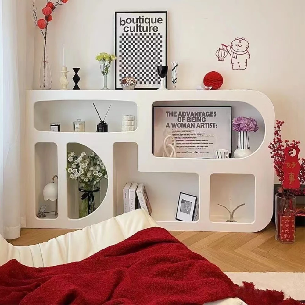 Cave Entrance Living Room Cabinet French Style Cream Multi Functional Hole Display Cabinet Art Ornament furnitur accessories