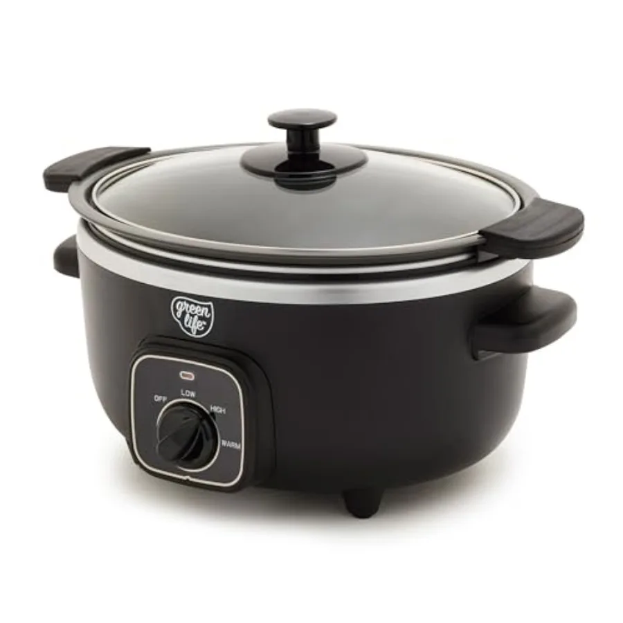 

3.5QT Slow Cooker PFAS-Free Non-Toxic Ceramic Nonstick Removable Interior Bowl Programmable Keep Warm Stovetop Oven Safe Pot Di