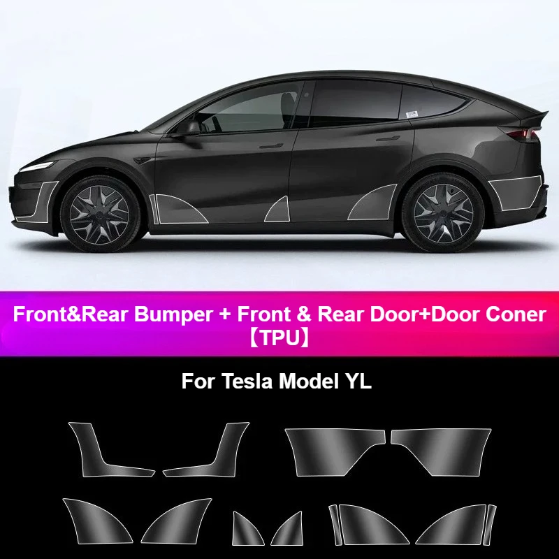 Kratzfeste Klarsichtfolie für Tesla Model Y Juniper 6-Sitzer Model YL Autotürkanten & Stoßfänger Lackschutzfolie (PPF) ClearTPU – Detail 17